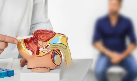 Anatomical model used during a medical explanation.